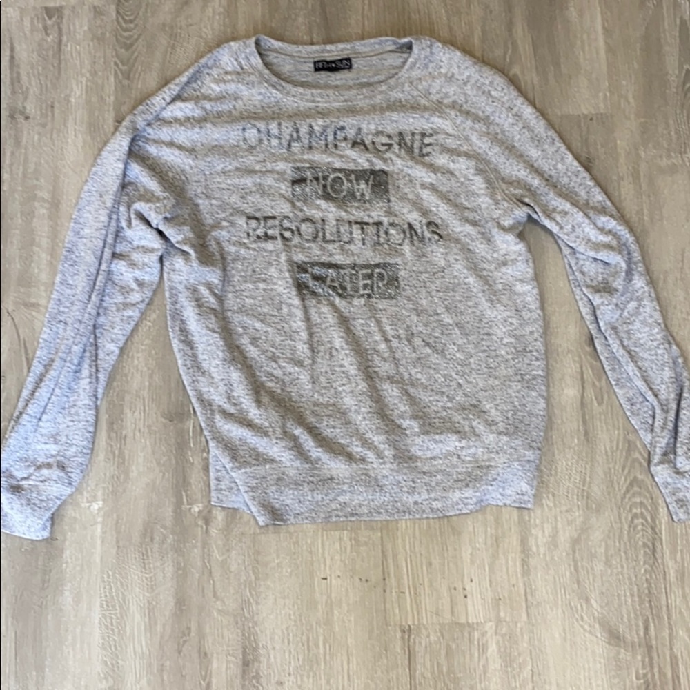 “Champagne Now, Resolutions Later” sweater